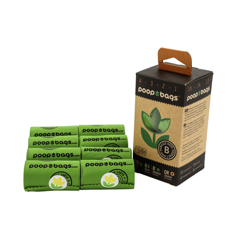 Poop Bags Biobased Dog Waste Bags Orange Scented 120 Pack 8 Rolls