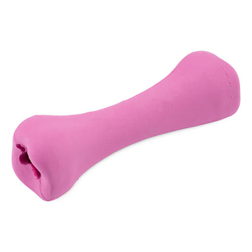 Beco Rubber Bone Treat Dispensing Interactive Dog Toy Pink Medium