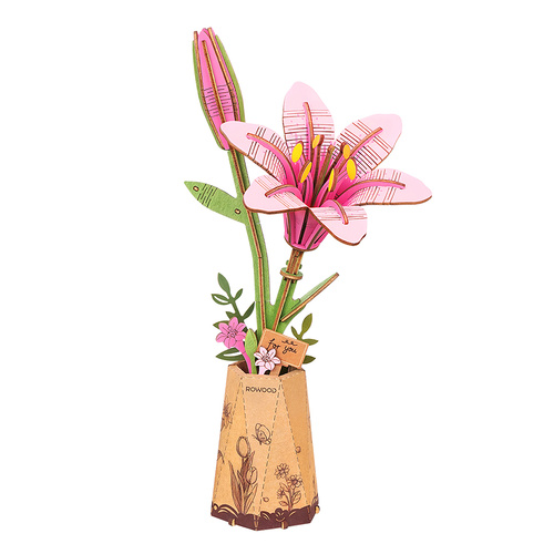 Robotime Rolife Wood Bloom Pink Lilly Kit 3D Wooden Puzzle (ROB121810)