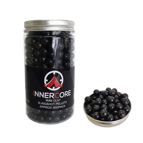 Innercore 9mm Clay Slingshot Ball Pellets Black 500 Pack (S-C9500-B)