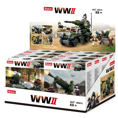 Sluban WWII Four Designs Military Collectible Model Set Display of 8