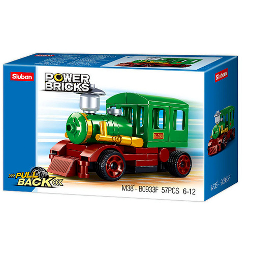 Sluban Power Bricks Pull Back Train Plastic Construction Kit 57pcs (SLUB0933F)