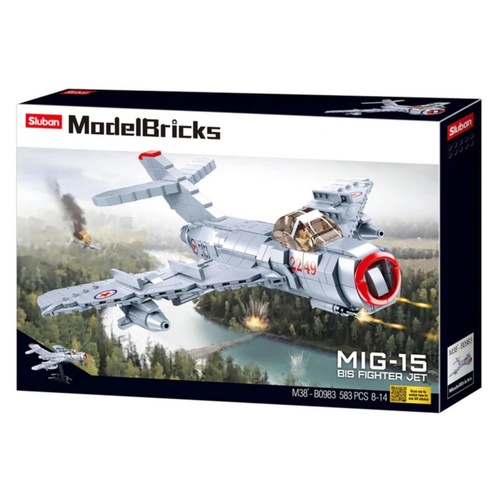 Sluban Model Bricks MIG-15 BIS Fighter Jet 583 Pieces