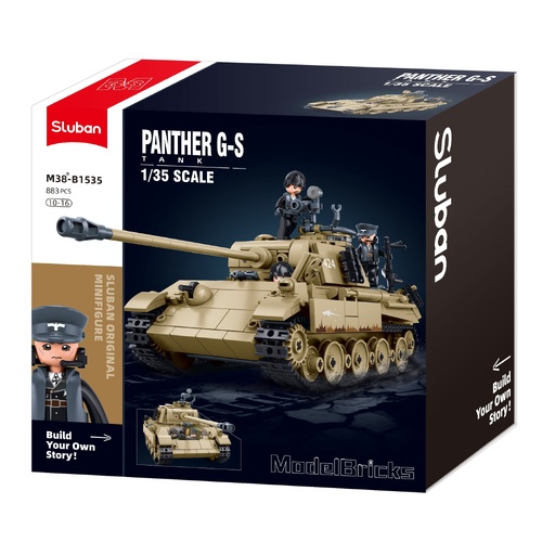 Sluban Model Bricks WWII Panther G-S Tank Scale 1:35 883 Pieces