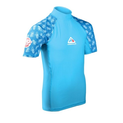 Adrenalin Beach Girls Short Sleeve Rashie Fade Resistant Aqua - 7 Sizes