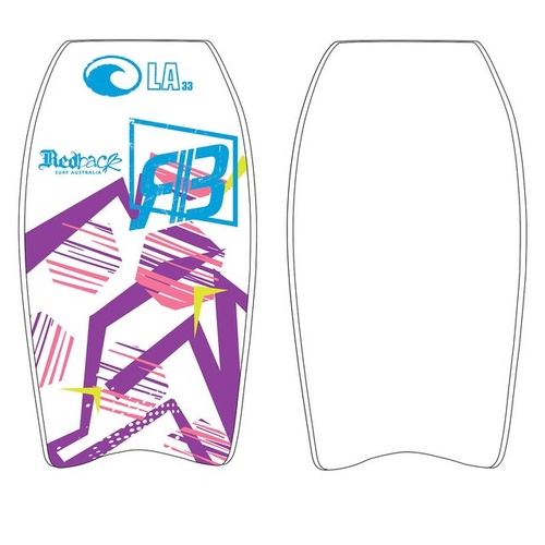 RedBack LA Bodyboard Slick Bottom with Wrist Leash & Plug White - 4 Sizes