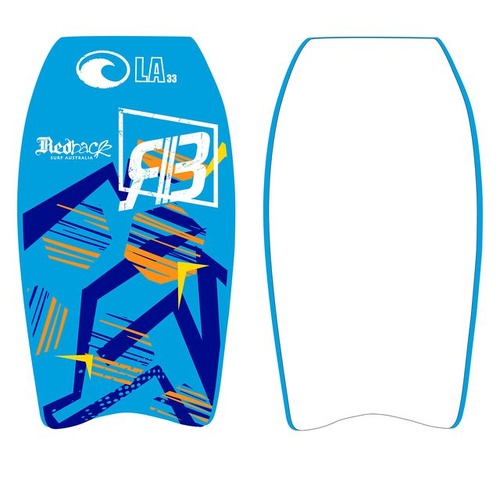 RedBack LA Bodyboard Slick Bottom with Wrist Leash & Plug Sky Blue - 4 Sizes