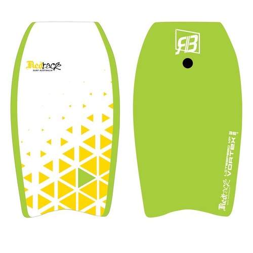 RedBack Litespeed XP Vortex Bodyboard with Wrist Leash & Plug Lime - 4 Sizes