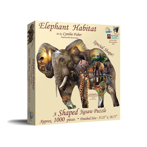 SunsOut Elephant Habitat Shaped Jigsaw Puzzle 1000 Pieces (SUN95769)