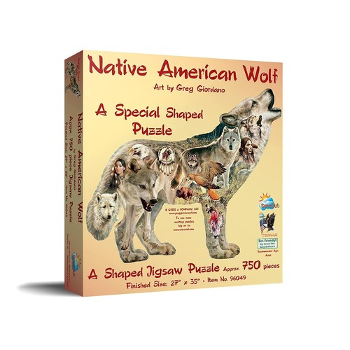 SunsOut Native American Wolf Shaped Jigsaw Puzzle 750 Pieces (SUN96049)