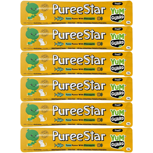 Yumguard Puree Star Tuna w/ Pineapple Cat Treat 14g x 6 Pack