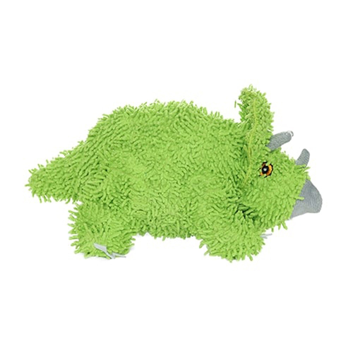 Tuffy Mighty Microfibre Ball Triceratops Plush Dog Squeaker Toy Green Medium