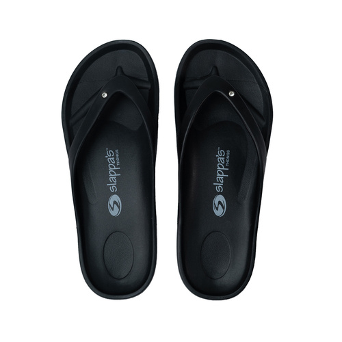 Slappas Arch Support Durable Comfy Thongs Black Crystal Size 38 (TS-BKC38)