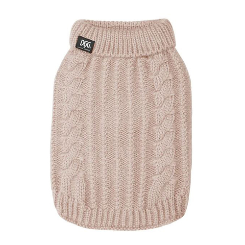 Dog Gone Gorgeous Chunky Fluffy Knit Bone Dog Coat Sweater Medium