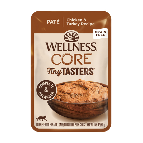 Wellness Core Adult Tiny Tasters Pate Wet Cat Food Chicken & Turkey 50g x 12