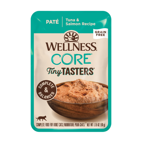 Wellness Core Adult Tiny Tasters Pate Wet Cat Food Tuna & Salmon 50g x 12
