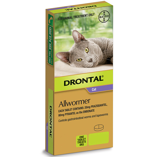 Drontal Tablet Allwormer for Cats & Kittens 4kg 4 Pack