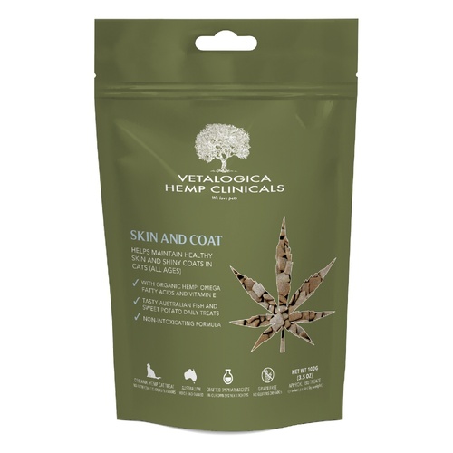 Vetalogica Hemp Clinicals Skin & Coat Cat Tasty Treats 100g